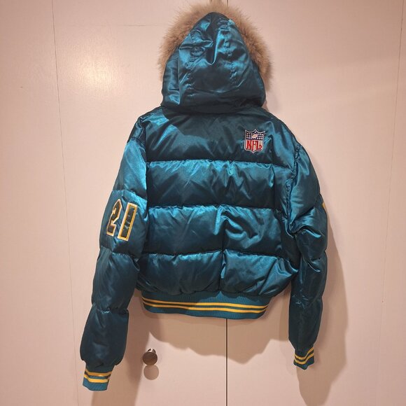 Green Bay Packer's 90s Vintage Fur Trim Hooded Jacket - Picture 3 of 16